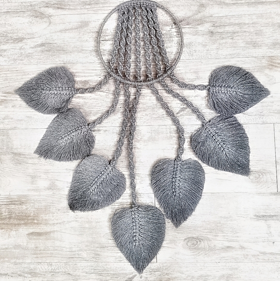 Charcoal Grey Boho Macrame Hanging Tapestry - Picture 8 of 11